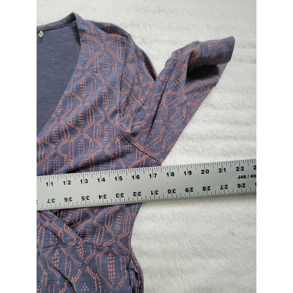 Toad&Co Cue Wrap Cafe Dress Small Elbow Sleeve Organic Cotton Stretch Tie-Waist - Picture 7 of 10